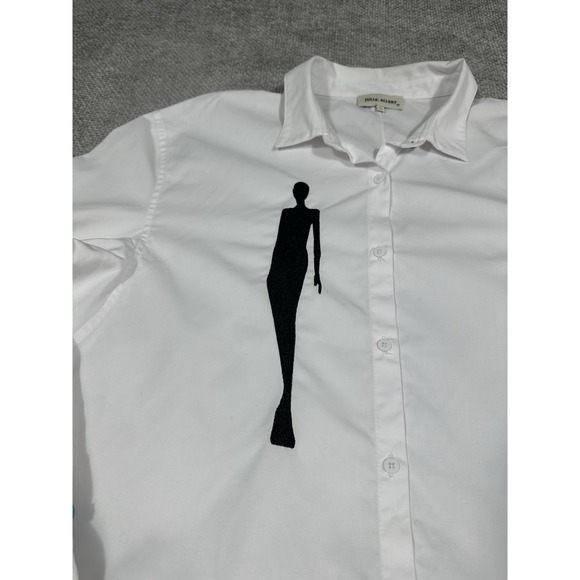 Julia Allert Shirt Womens Large White Oversized Long Sleeve Shirt Embroidery - Picture 5 of 12